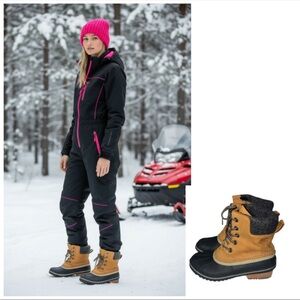 Sorel boots Slimpack Lace II Elk Brown and black SZ  7.5 Snow Rain Cold weather